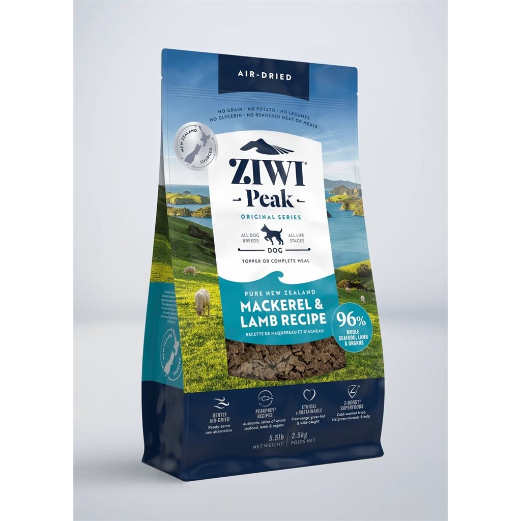 ZiwiPeak 無穀物 風乾脫水 狗糧 - Mackerel & Lamb 鯖魚羊肉 2.5kg(ADML2.5)