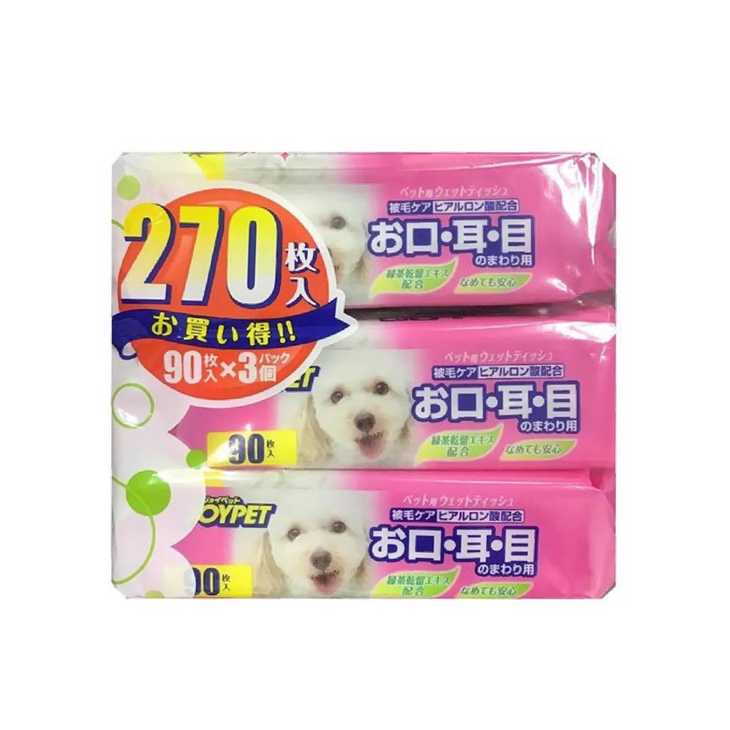 Joypet 日本製犬貓臉部專用濕紙巾 90片裝 - 三包套裝(EB001947)