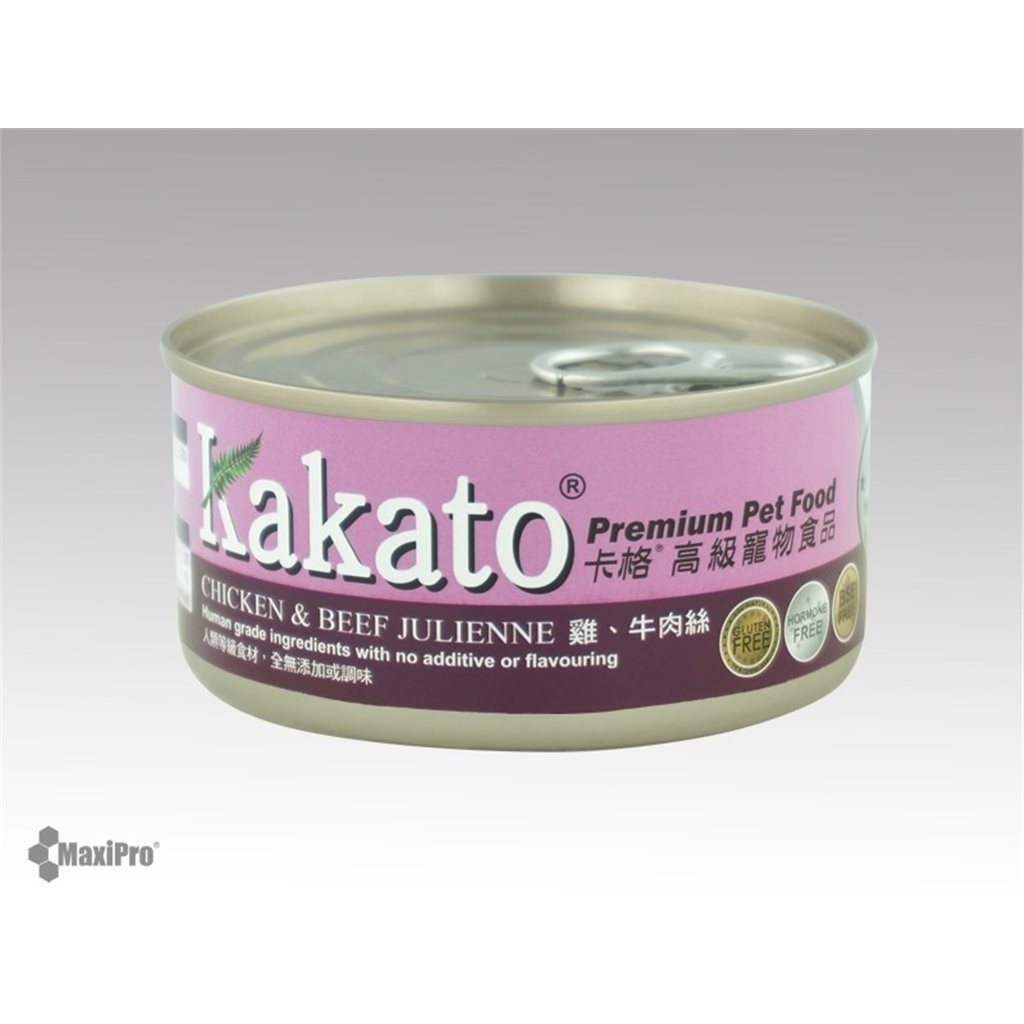 6 罐優惠套裝 - Kakato 卡格  Chicken & Beef Julienne 雞、牛肉絲 (貓狗合用) 70g (704)