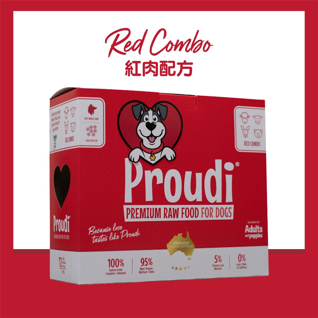 4 盒優惠套裝 - Proudi 急凍狗生肉糧 - 紅肉配方 2.4kg