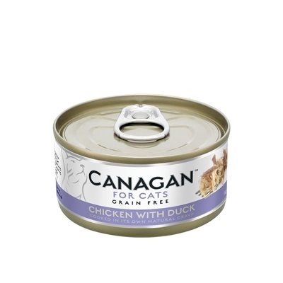 48 罐優惠套裝 - Canagan Chicken with Duck 無穀物 雞肉伴鴨肉 肉絲貓罐 (淺紫) 75g