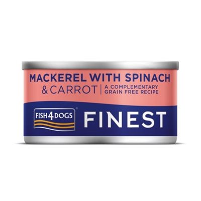 Fish4Dogs Finest Mackerel Carrot & Spinach 副食罐 鯖魚菠菜胡蘿蔔 85g (粉紅) (DWM509)