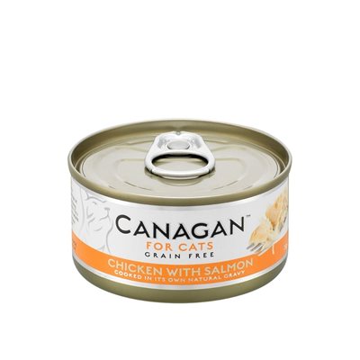 48 罐優惠套裝 - Canagan Chicken with Salmon 無穀物 雞肉伴三文魚 肉絲貓罐 (淺橙) 75g