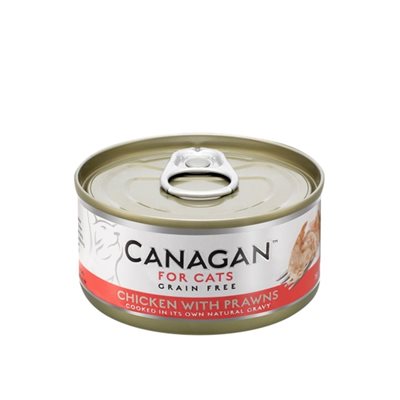 12罐優惠套裝 - Canagan Chicken with Prawns 無穀物 雞肉伴蝦肉 肉絲貓罐 (粉紅) 75g