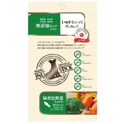Riverd Republic (日本) INU STICK (狗) PureValue5 Veggie Mix with Chicken (雞肉蔬菜) (原廠授權) 肉泥棒 12g x4支