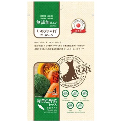 Riverd Republic (日本) INU PUREE (狗) PureValue5 Veggie Mix with Chicken Fillet (蔬菜雞柳) (原廠授權) 肉泥 13g x 4支
