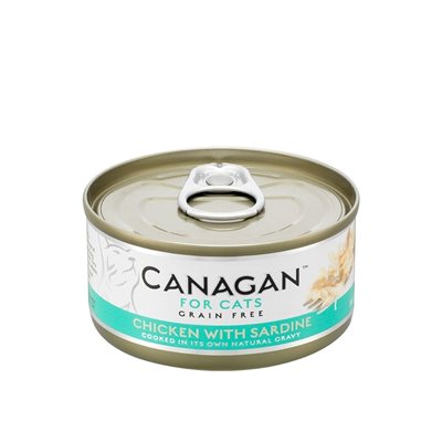 12 罐優惠套裝 - Canagan Chicken With Sardine 無穀物 雞肉伴沙甸魚 肉絲貓罐 (鮮藍) 75g