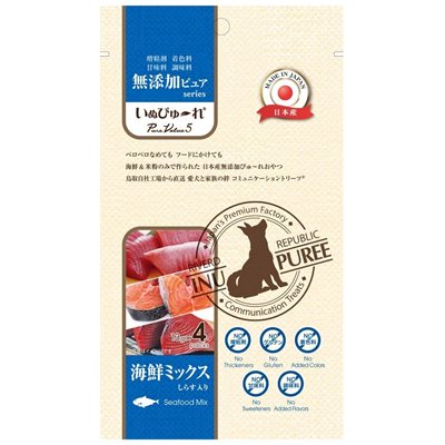 Riverd Republic (日本) INU PUREE (狗) PureValue5 Seafood Mix (海鮮) (原廠授權) 肉泥 13g x 4支  ~ 11/2022 到期