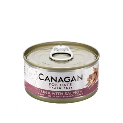 48罐優惠套裝 - Canagan Tuna with Salmon 無穀物 吞拿魚伴三文魚 肉絲貓罐 75g