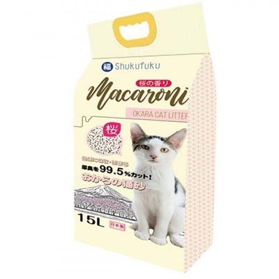 Shukufuku 日本製雙孔貓砂15L (櫻花香味) - 3 包優惠套裝