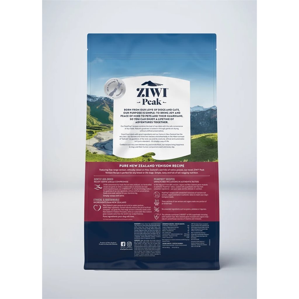 ZiwiPeak 無穀物 風乾脫水 狗糧 - Venison 鹿肉 1kg(ADV1)