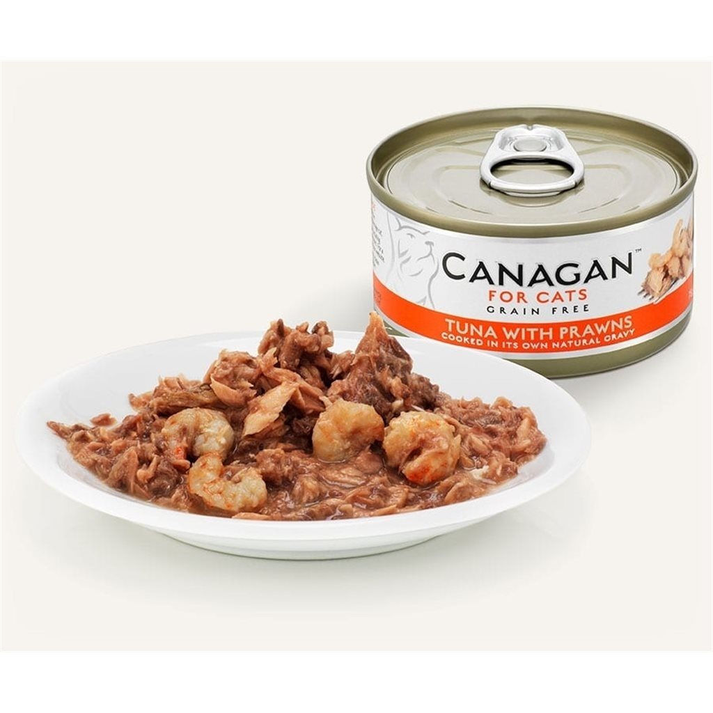 24 罐優惠套裝 - Canagan Tuna with Prawns 無穀物 吞拿魚伴大蝦 肉絲貓罐 (橙) 75g