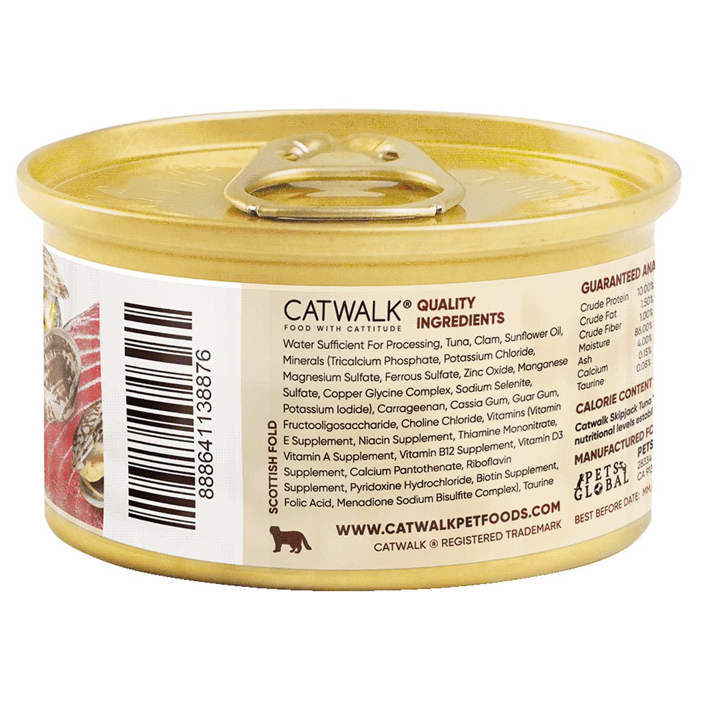 24 罐優惠套裝 - Catwalk 鰹吞拿魚+ 蜆肉貓主食罐 80g (CW-BCC)~ 需預訂