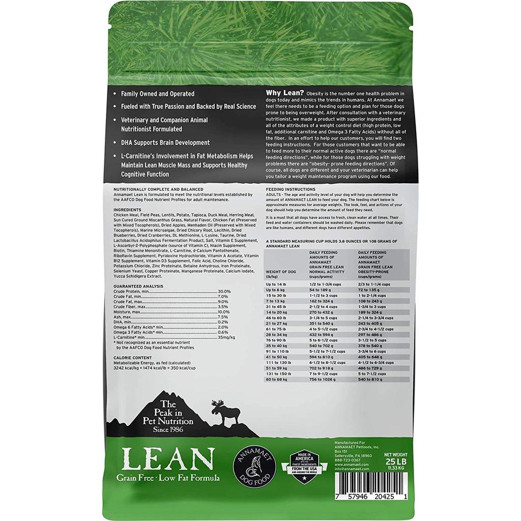 Annamaet Lean Grain Formula (Dog) 頂級無穀物低脂狗糧 25lb  - 缺貨
